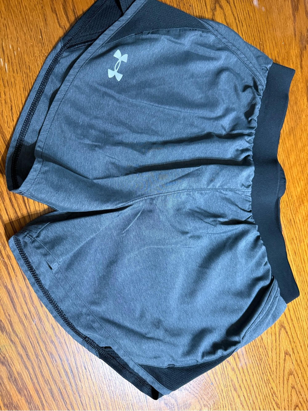 Under Armour Women's Charcoal Gray Athletic Shorts with Black Waistband